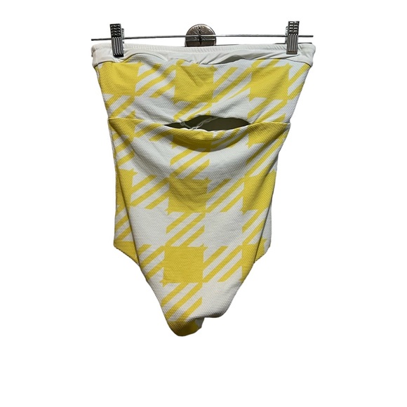 NWOT Onia Natalie Yellow And White Houndstooth One Piece Swimsuit - Picture 2 of 6